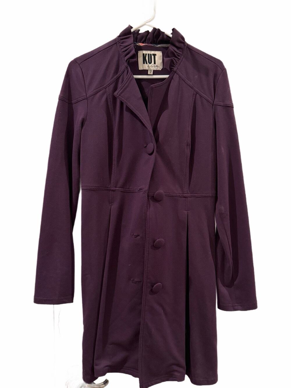 KUT BY THE KLOTH Women Twee Purple Button Up Knit Jacket Ruffle Whimsgoth Size M